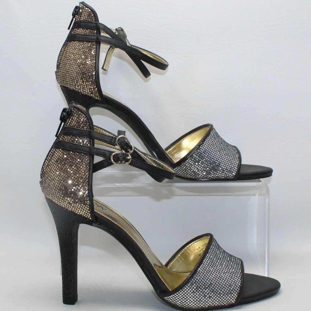 Worthington Womens Silver Gold Metallic Mesh Stiletto Heel Sandals 8.5M 023-4045